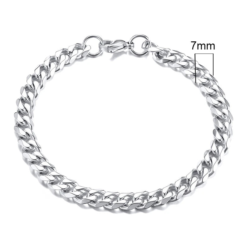 Classic/Punk Style Thick Stainless Steel Cuban Chain Bracelet for Men