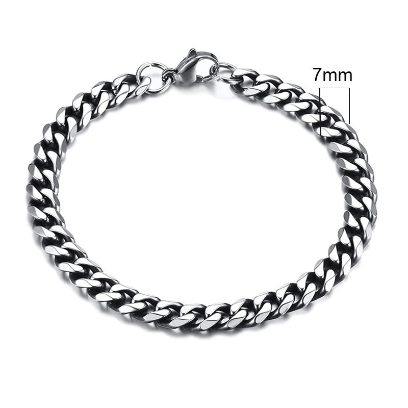 Classic/Punk Style Thick Stainless Steel Cuban Chain Bracelet for Men