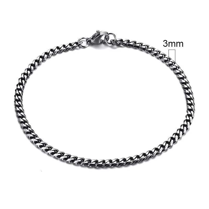 Classic/Punk Style Thick Stainless Steel Cuban Chain Bracelet for Men