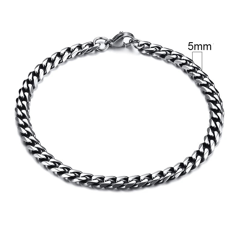Classic/Punk Style Thick Stainless Steel Cuban Chain Bracelet for Men