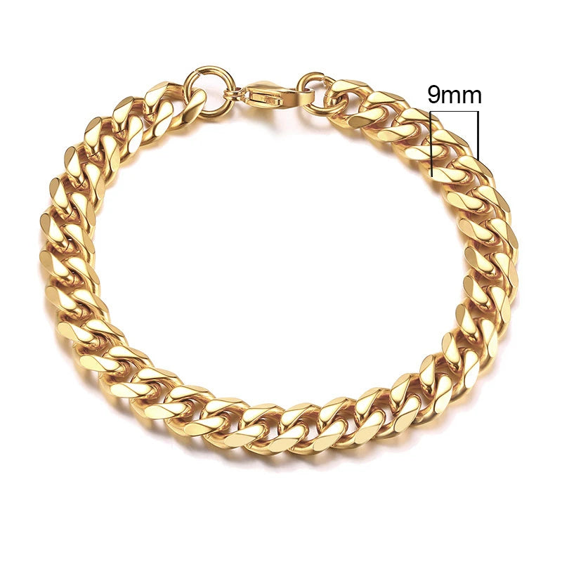Classic/Punk Style Thick Stainless Steel Cuban Chain Bracelet for Men