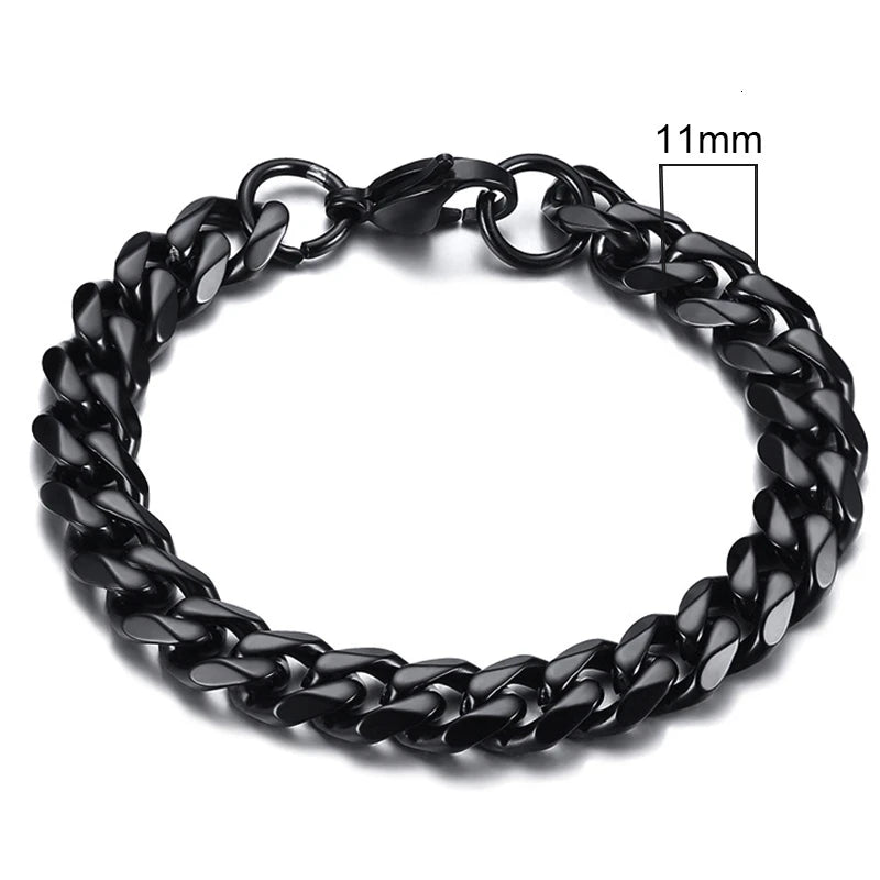 Classic/Punk Style Thick Stainless Steel Cuban Chain Bracelet for Men