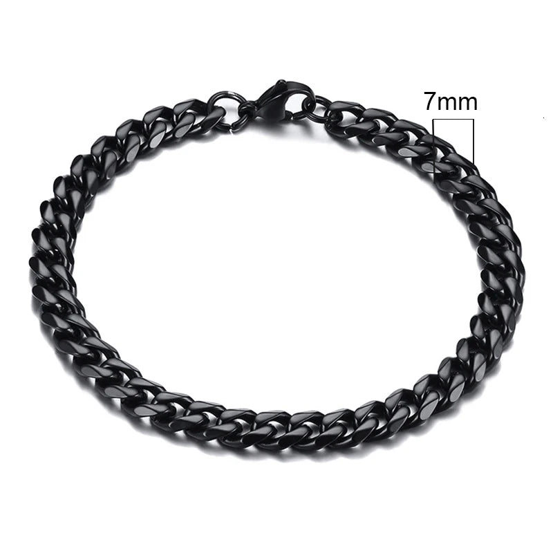 Classic/Punk Style Thick Stainless Steel Cuban Chain Bracelet for Men