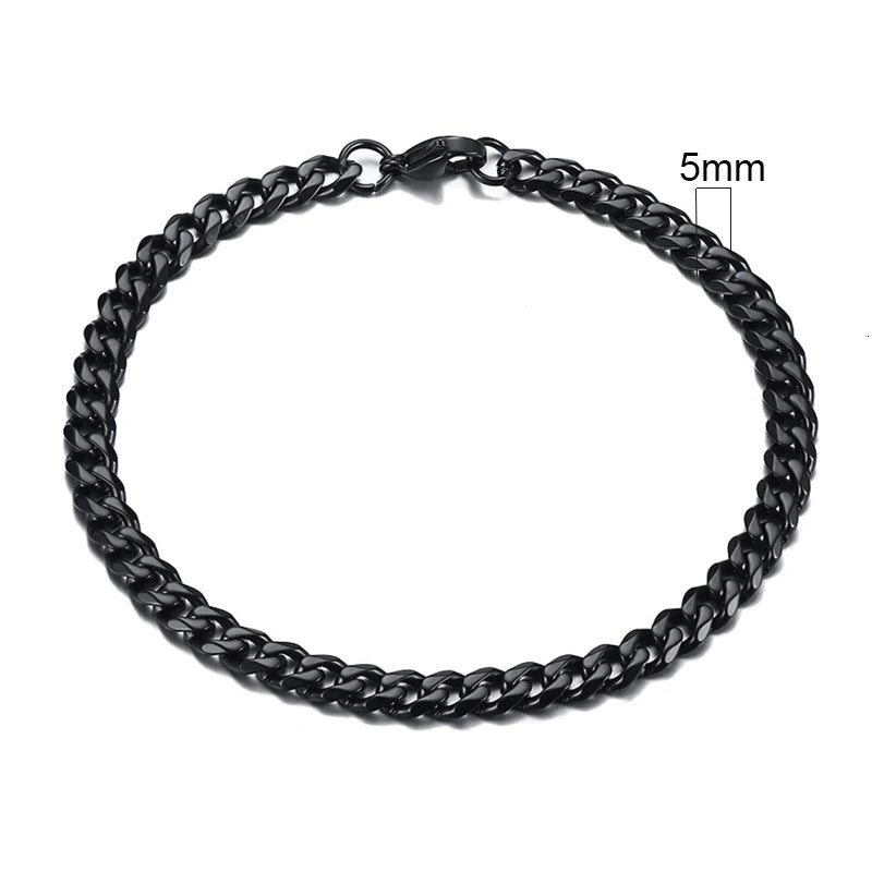 Classic/Punk Style Thick Stainless Steel Cuban Chain Bracelet for Men