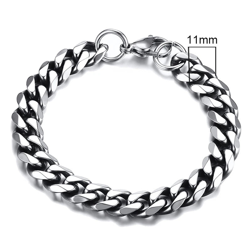 Classic/Punk Style Thick Stainless Steel Cuban Chain Bracelet for Men