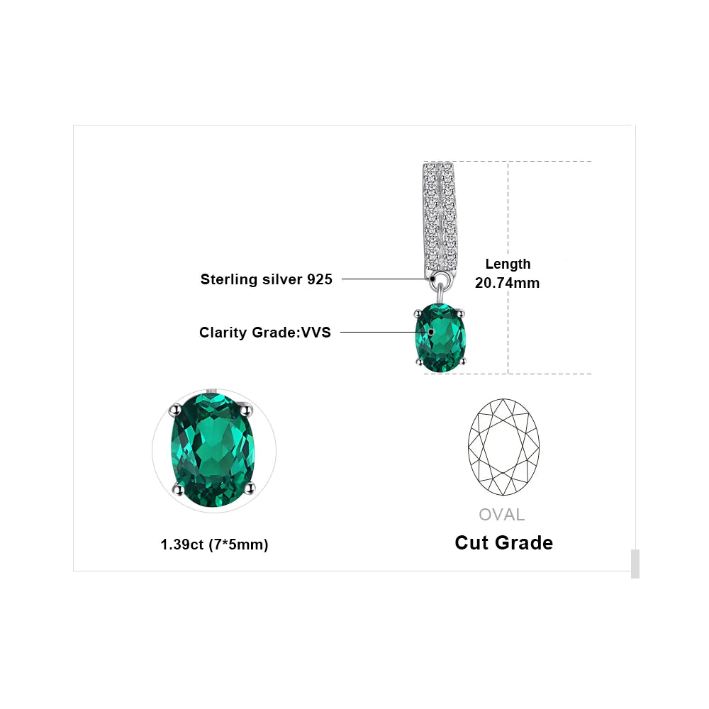 Emerald 925 Sterling Silver Hoop Earrings