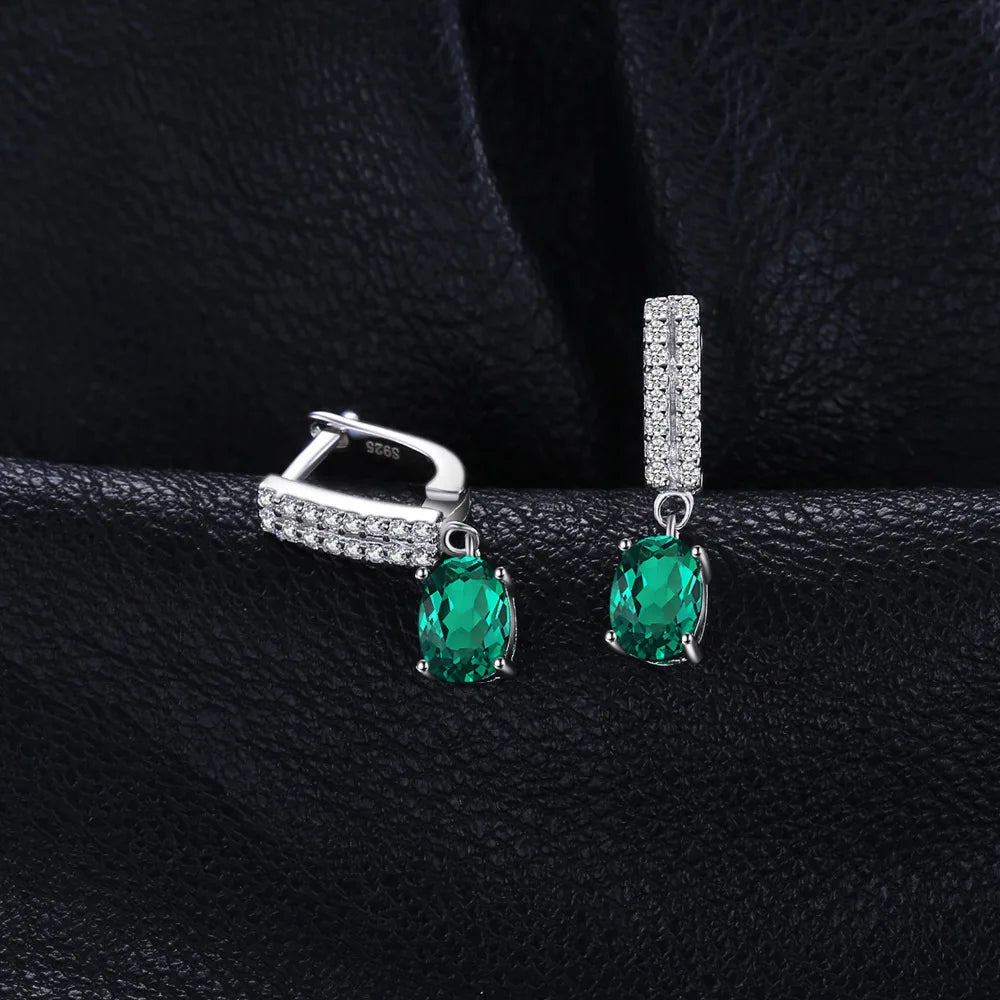 Emerald 925 Sterling Silver Hoop Earrings