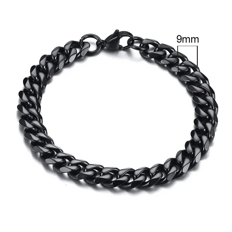 Classic/Punk Style Thick Stainless Steel Cuban Chain Bracelet for Men