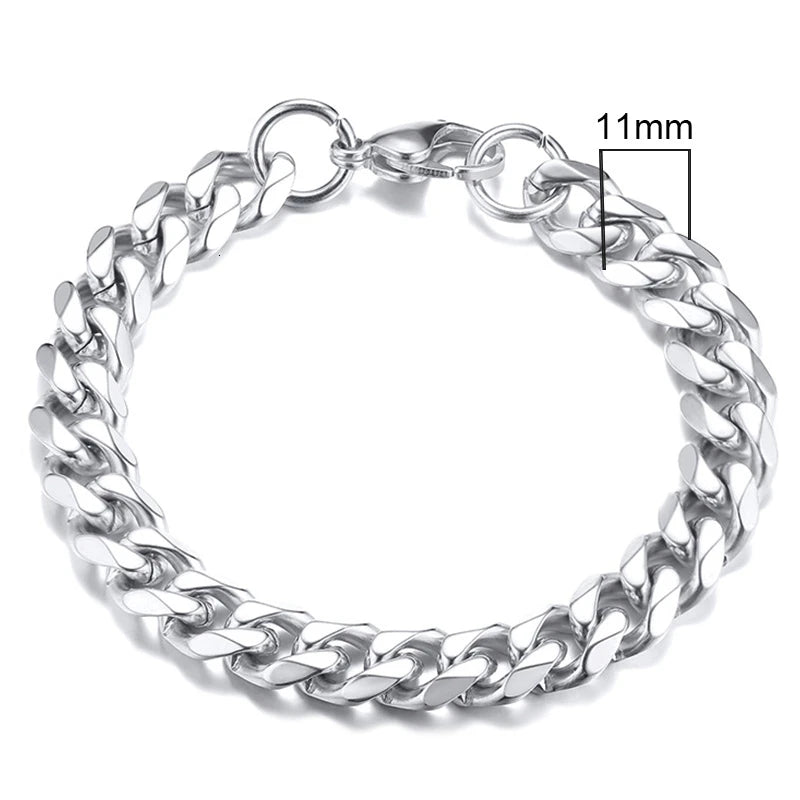 Classic/Punk Style Thick Stainless Steel Cuban Chain Bracelet for Men