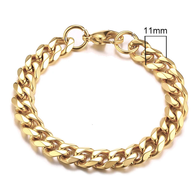 Classic/Punk Style Thick Stainless Steel Cuban Chain Bracelet for Men