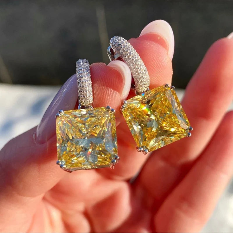 12MM Paraiba Earrings Sterling 925 Silver Created Gemstone Emerald Moissanite