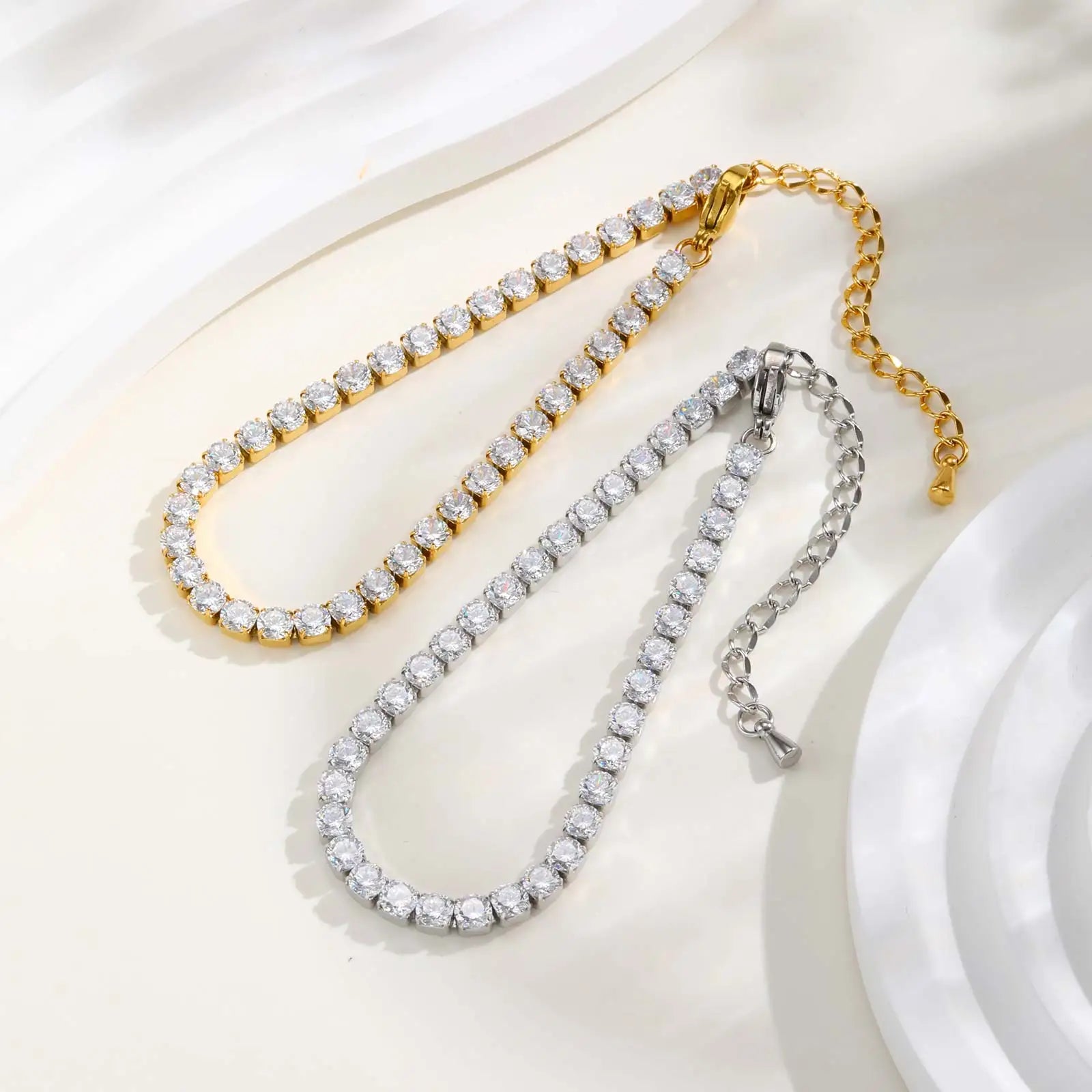 Waterproof Stainless Steel Zircon Tennis Bracelet for Women