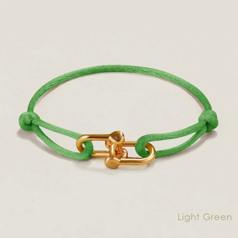 MOONLIGHT Silk Cord Bracelet with U-Shaped Pendant, Adjustable for Women (Gift)