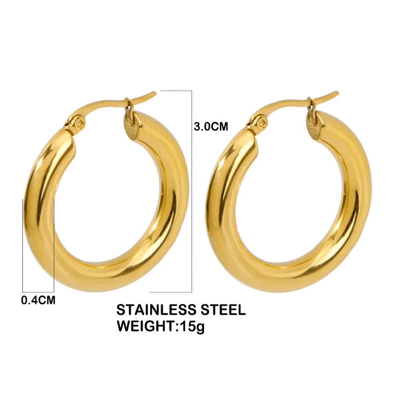 Vintage Stainless Steel Circle Hoops for Women earrings