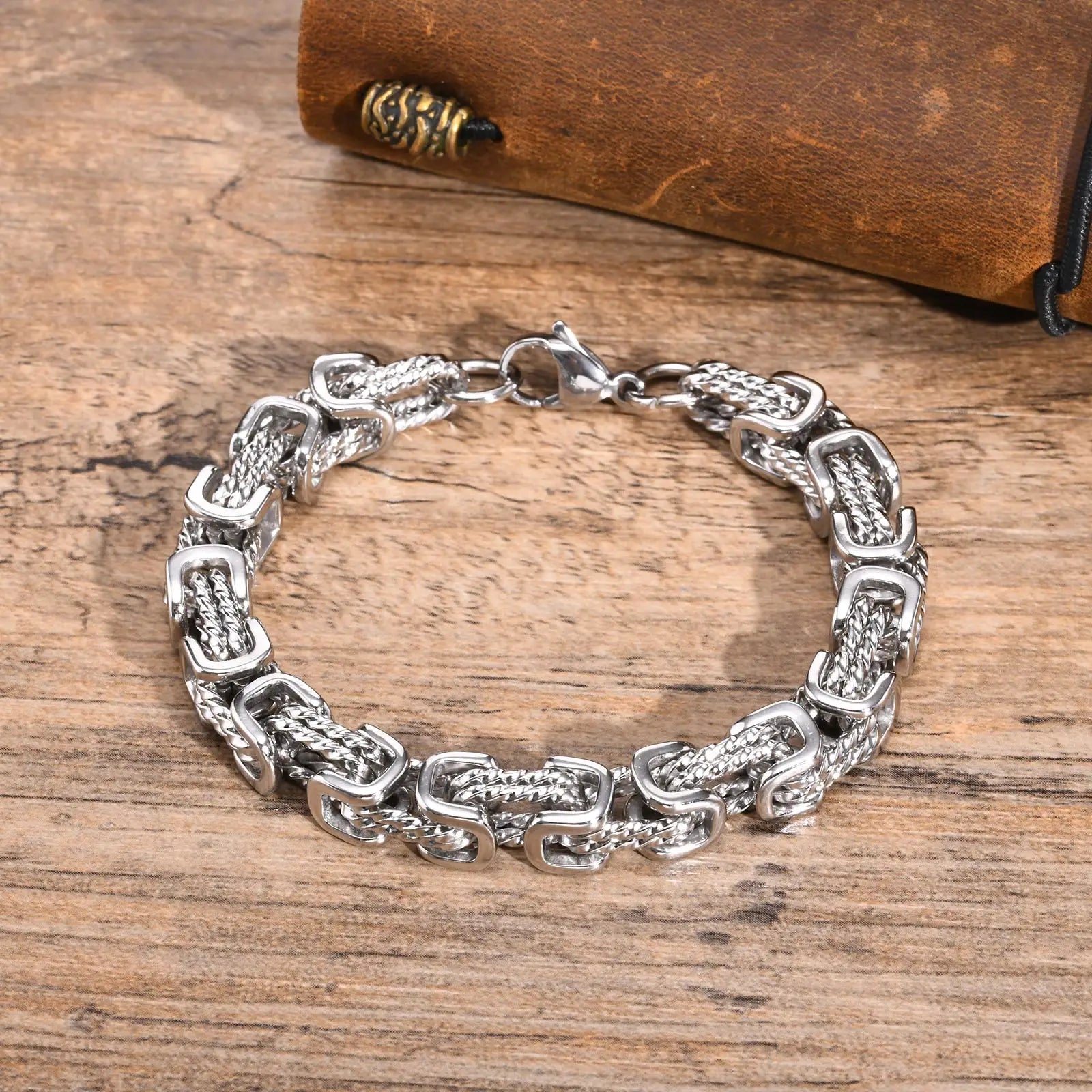 Vintage Oxidized Byzantine Bracelet Viking Punk Style for Men