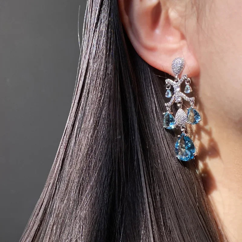 Emerald Flower Earrings Green Flower Cluster Drop Earrings