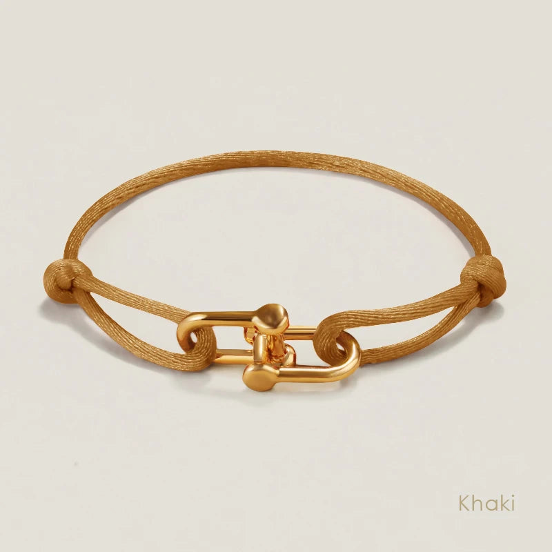 MOONLIGHT Silk Cord Bracelet with U-Shaped Pendant, Adjustable for Women (Gift)