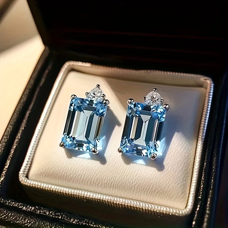 Topaz Emerald Cut Earrings