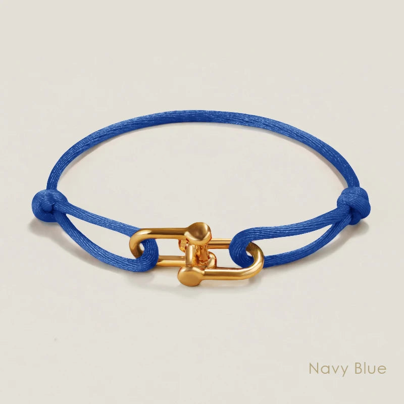 MOONLIGHT Silk Cord Bracelet with U-Shaped Pendant, Adjustable for Women (Gift)