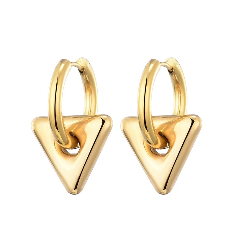 Stainless Steel Heart/Star Hoop Earrings, Gold/Silver, Classic/Punk/Y2K Style for Women