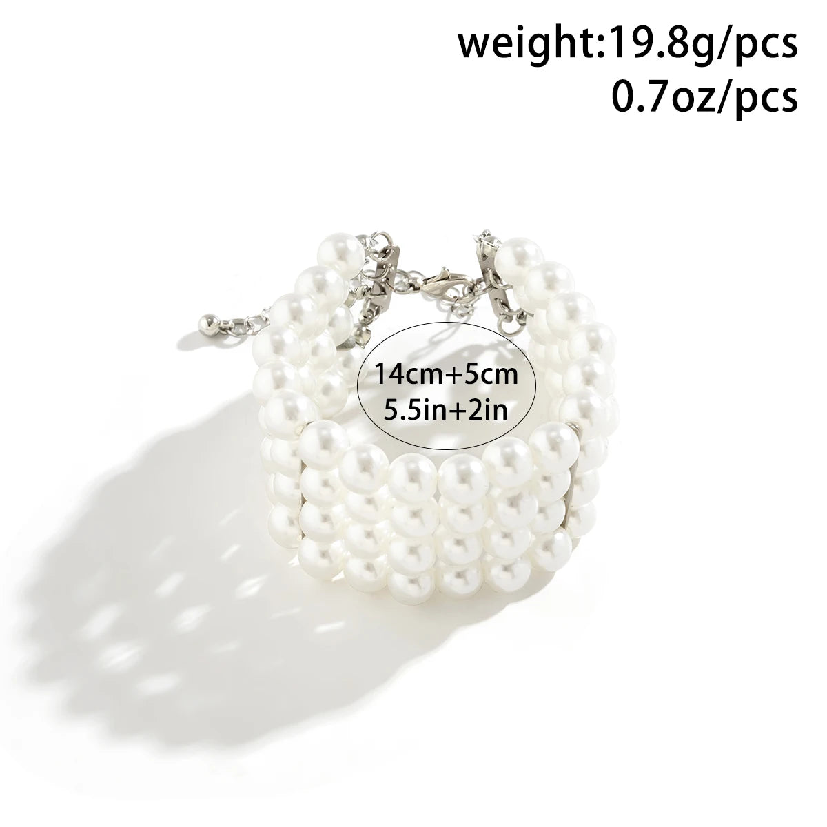 Korean Style Salircon Imitation Pearl Bracelet Multi-Layer/Wide Luxury for Women