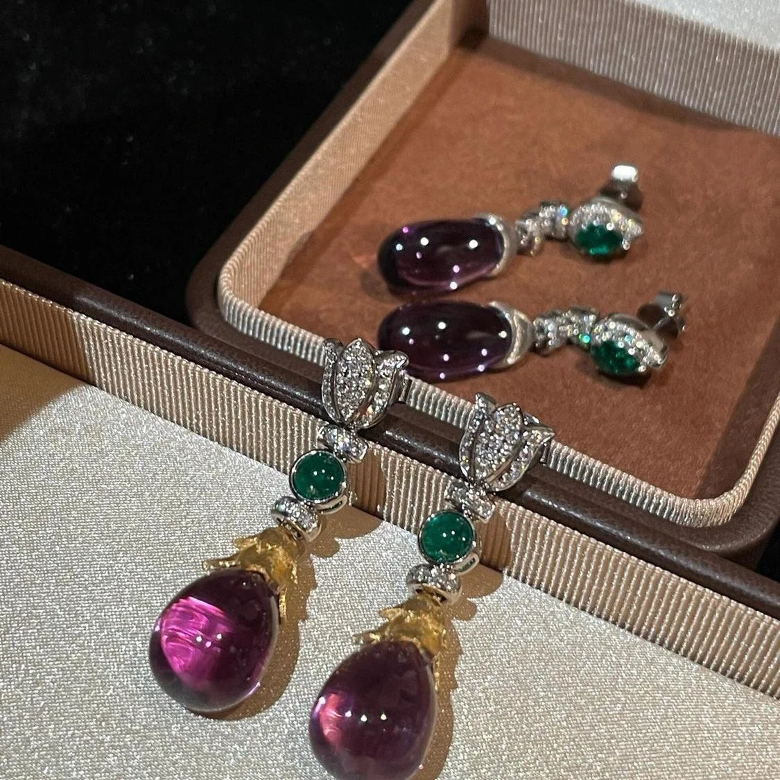 Amethyst/Emerald Ear Drop