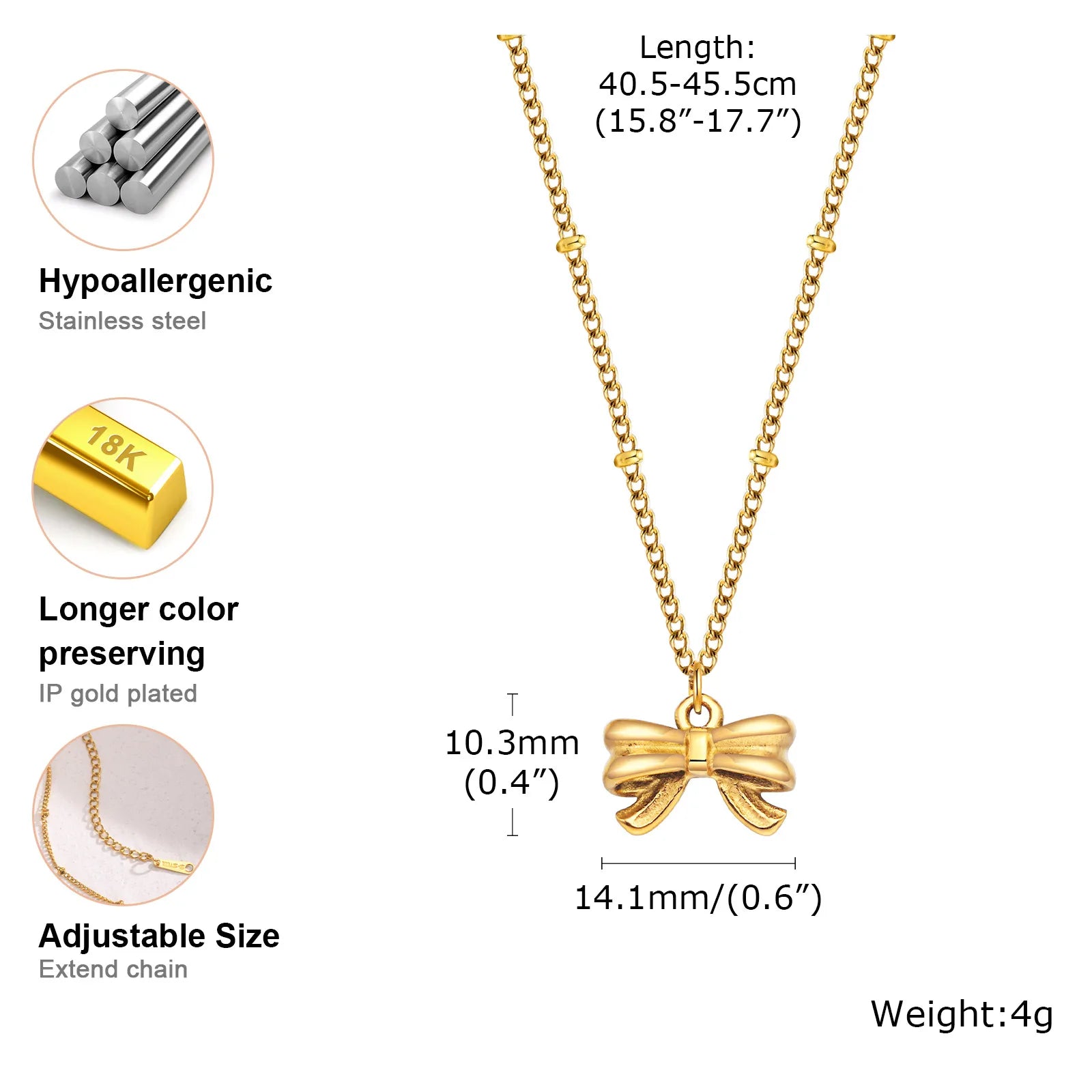 Stainless steel bow choker necklace, minimalist style.