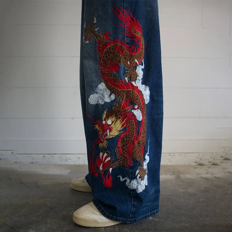 Y2K Dragon Graffiti Baggy Jeans