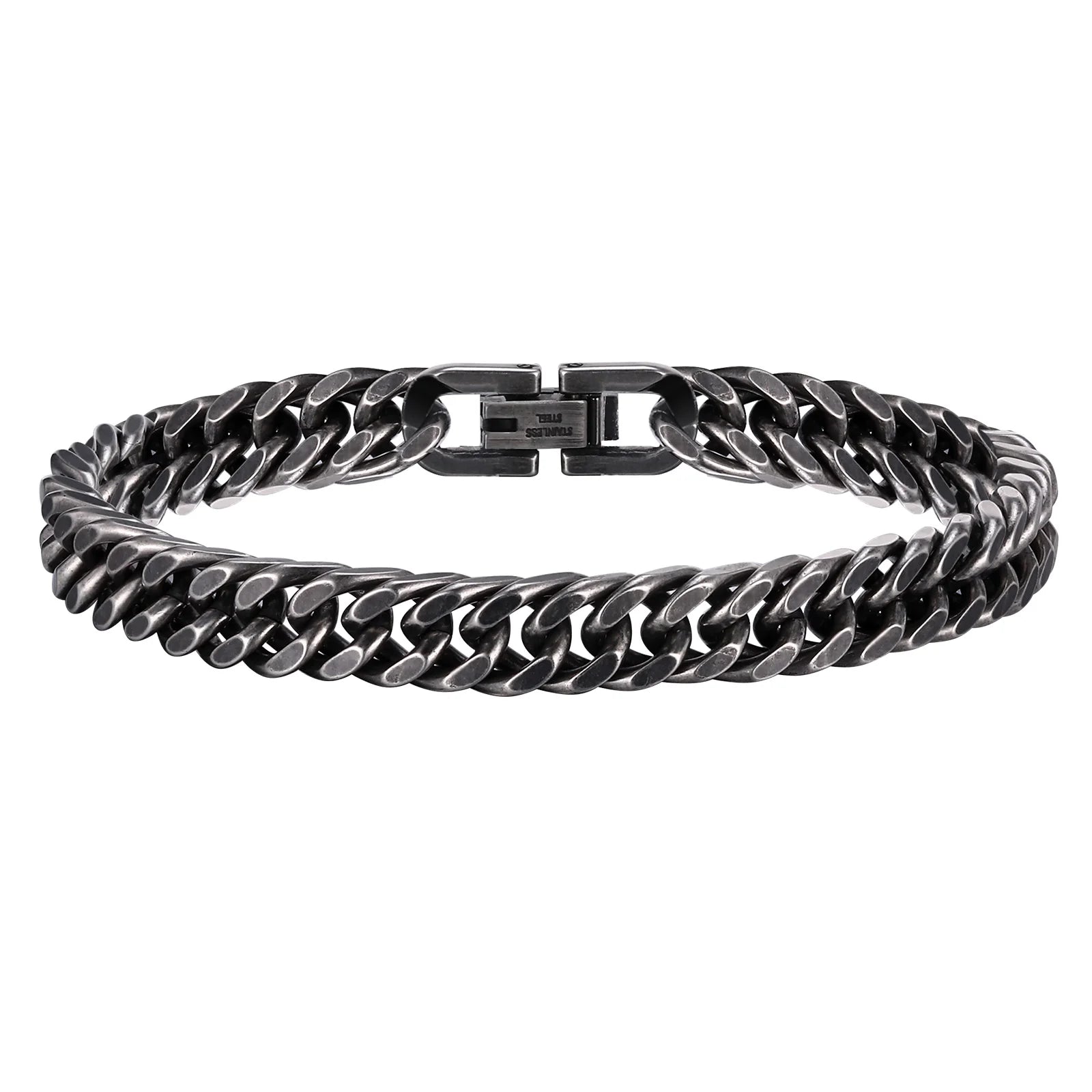 Men's Punk Style 8-15mm Stainless Steel Double Curb Chain/Miami Link Bracelet