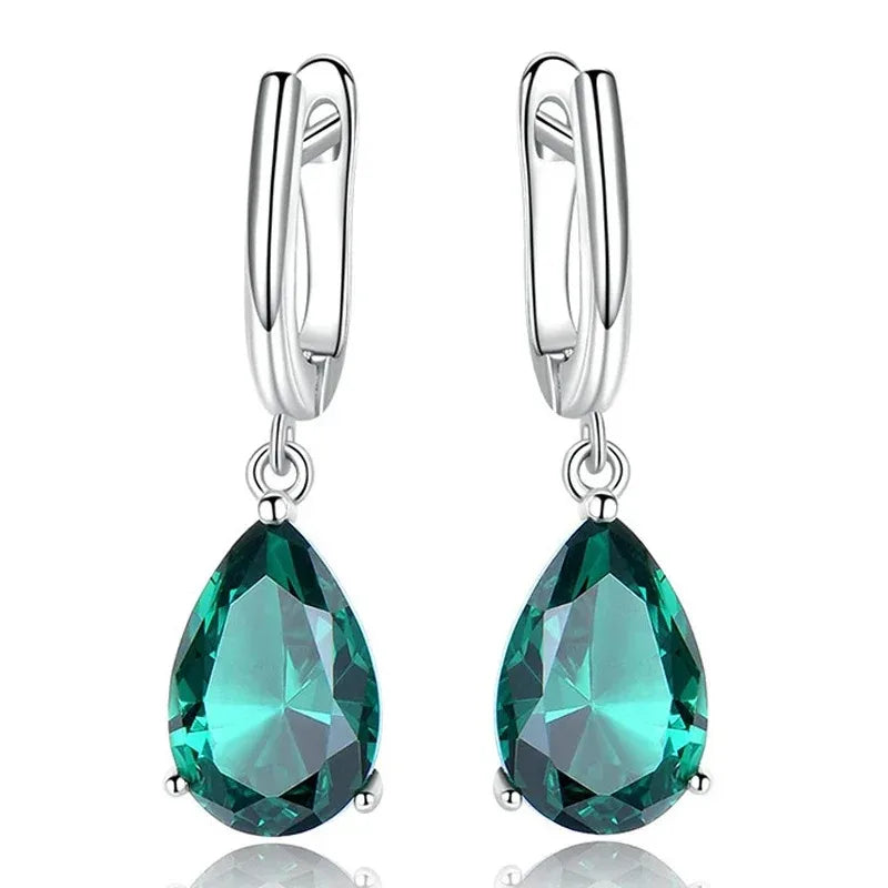925 Sterling Silver Topaz Drop Earrings