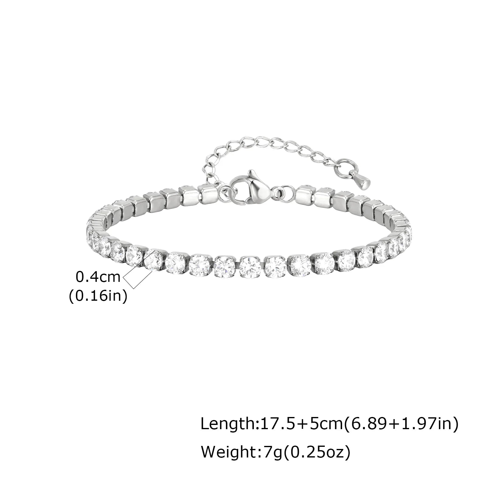 Waterproof Stainless Steel Zircon Tennis Bracelet for Women