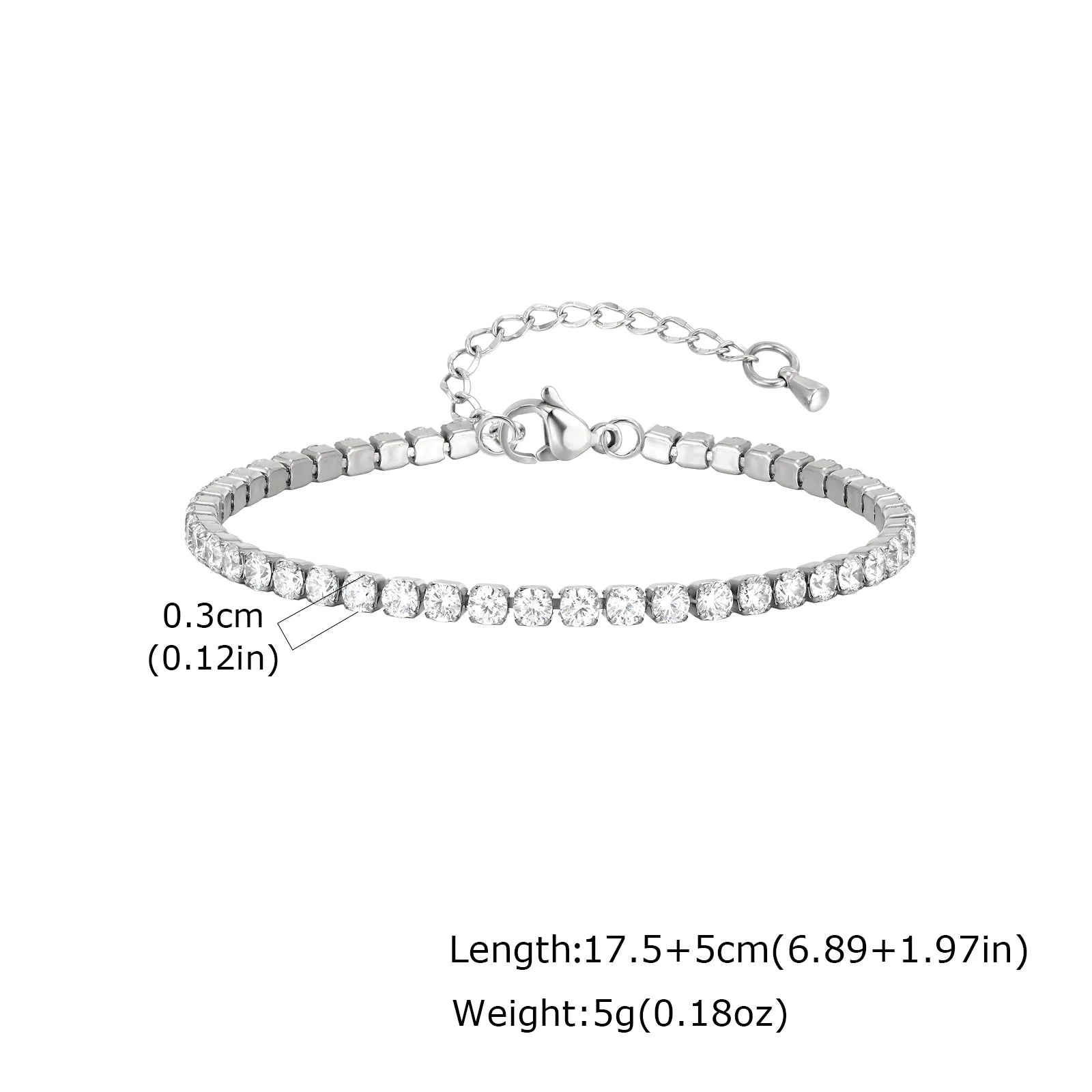 Waterproof Stainless Steel Zircon Tennis Bracelet for Women