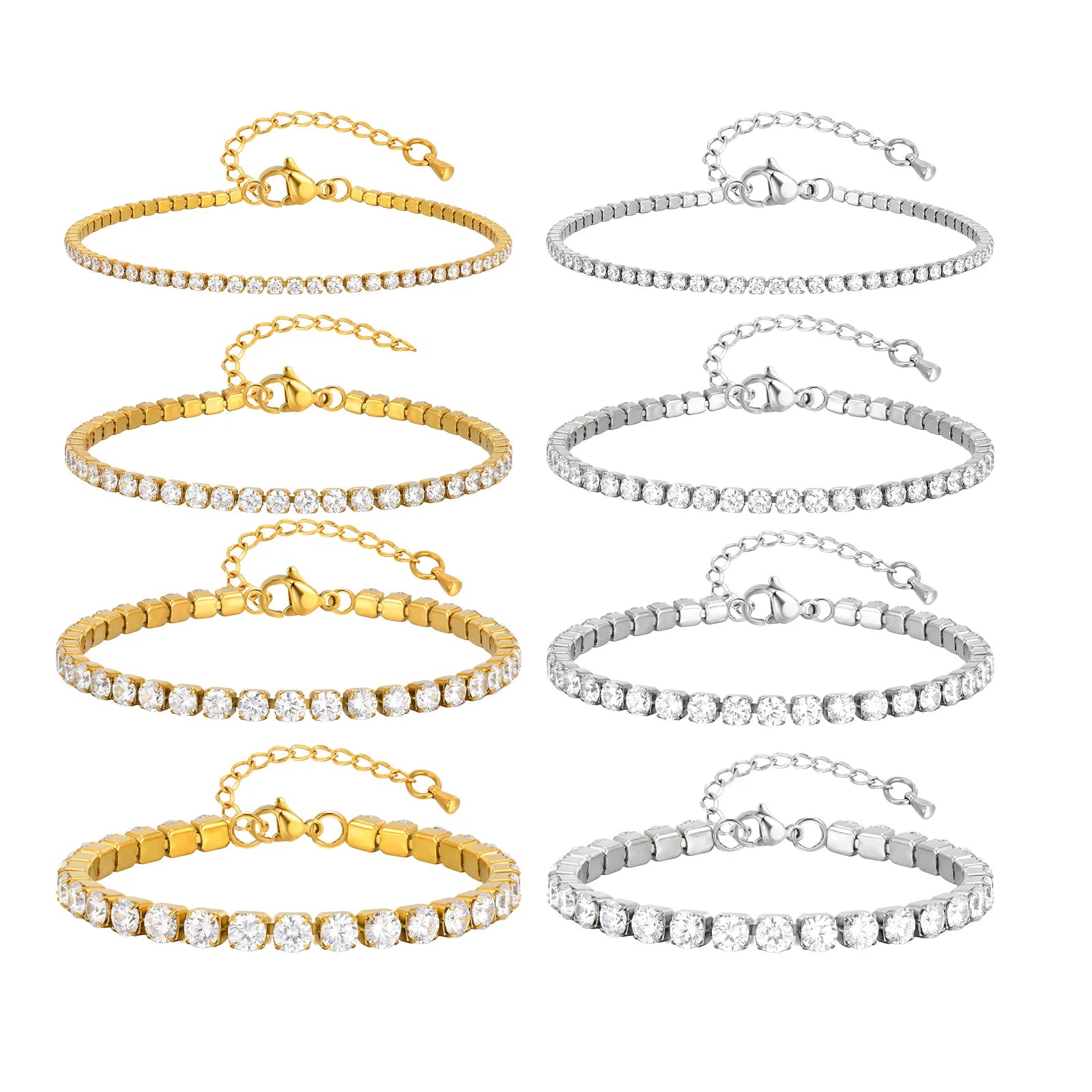 Waterproof Stainless Steel Zircon Tennis Bracelet for Women