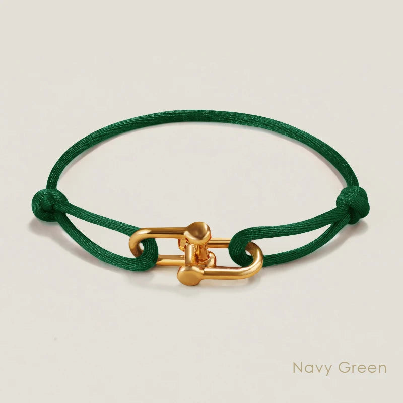 MOONLIGHT Silk Cord Bracelet with U-Shaped Pendant, Adjustable for Women (Gift)