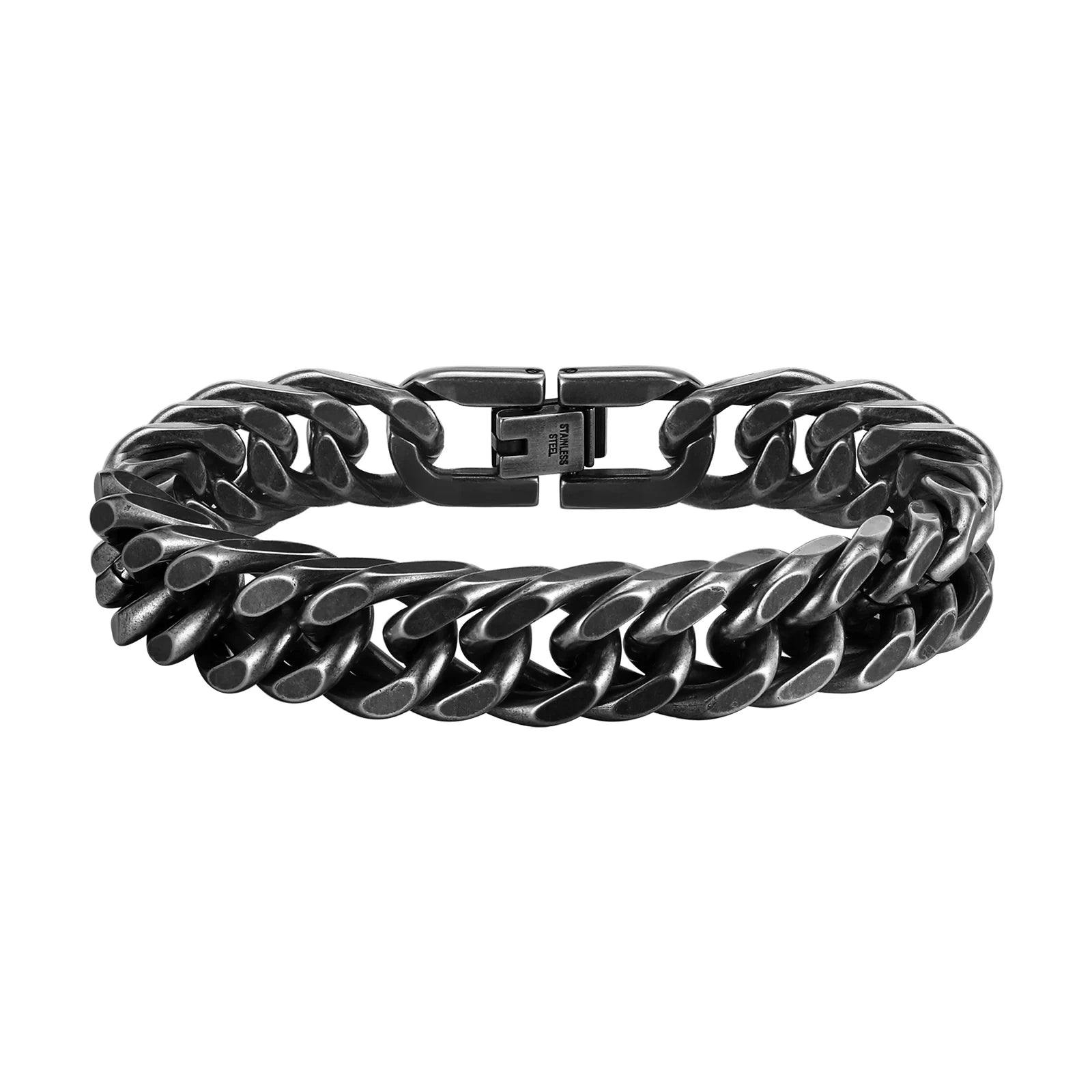 Men's Punk Style 8-15mm Stainless Steel Double Curb Chain/Miami Link Bracelet
