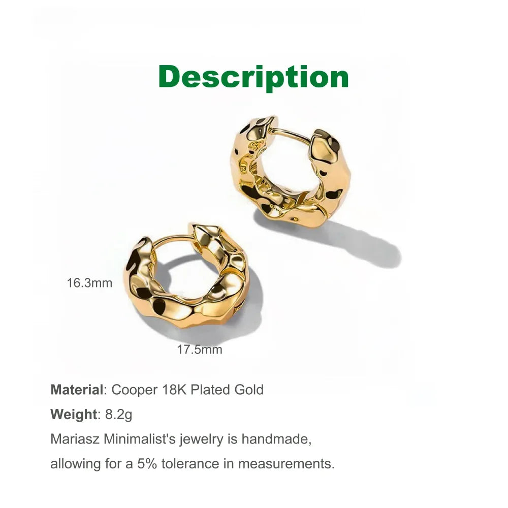 Minimalist/Classic Gold Plated Circle Hoop Earrings for Women