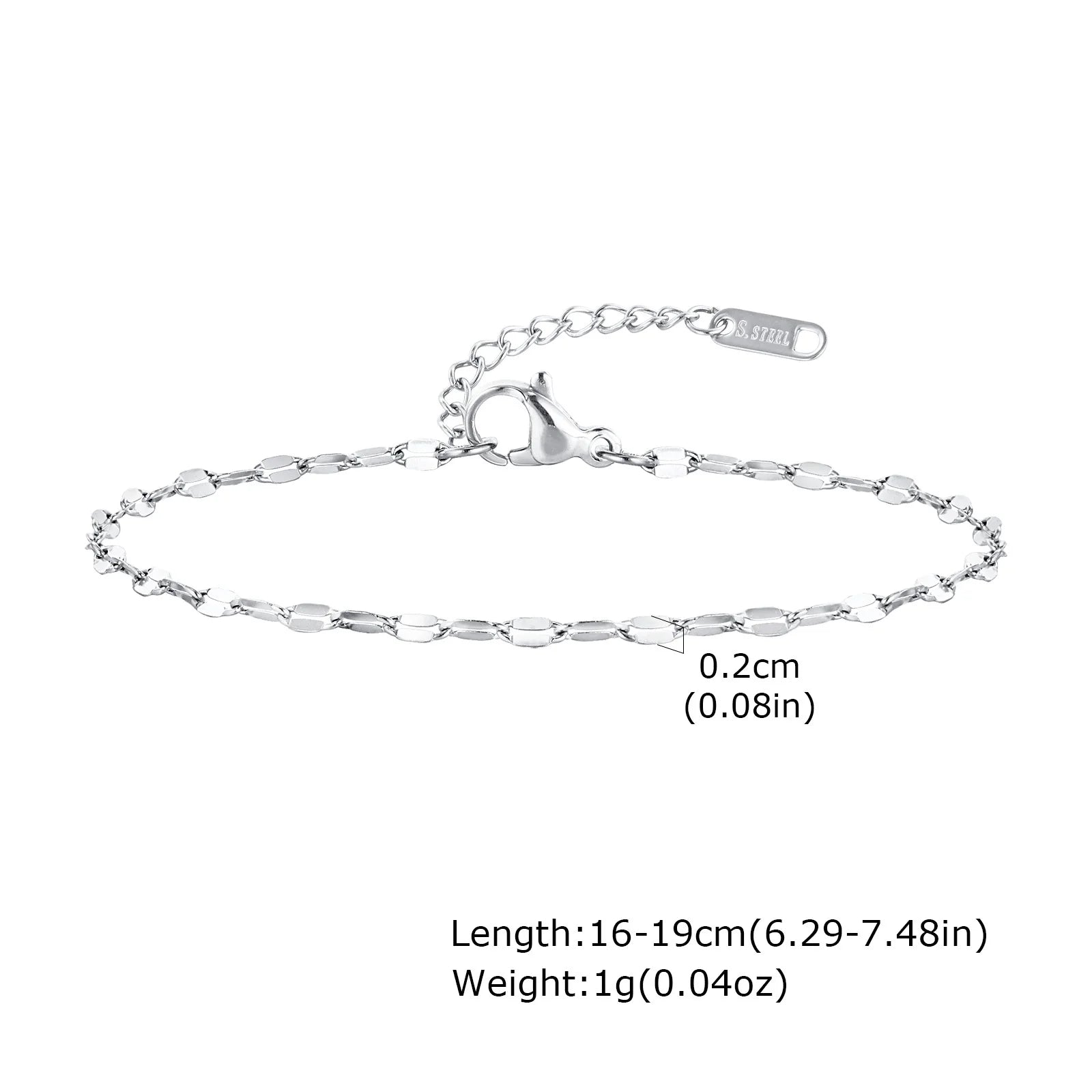 Silver stainless steel chain bracelet for women