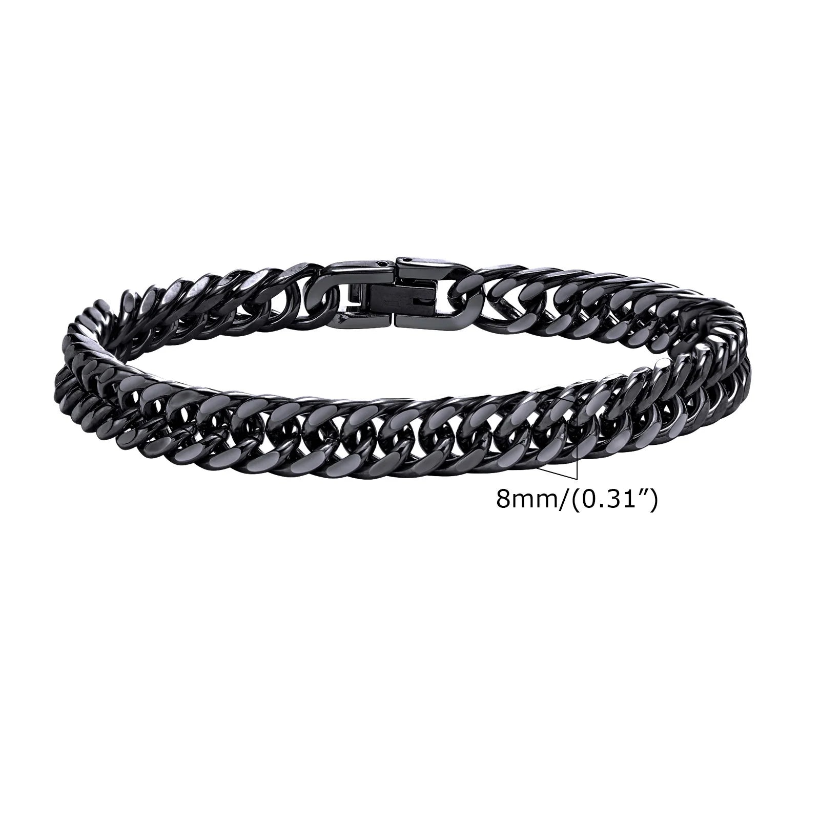 Men's Punk Style 8-15mm Stainless Steel Double Curb Chain/Miami Link Bracelet