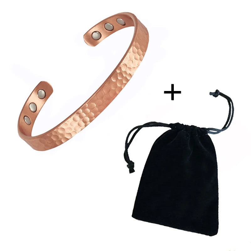 Rose gold pure copper bracelet with Gauss magnets for health, for men and women