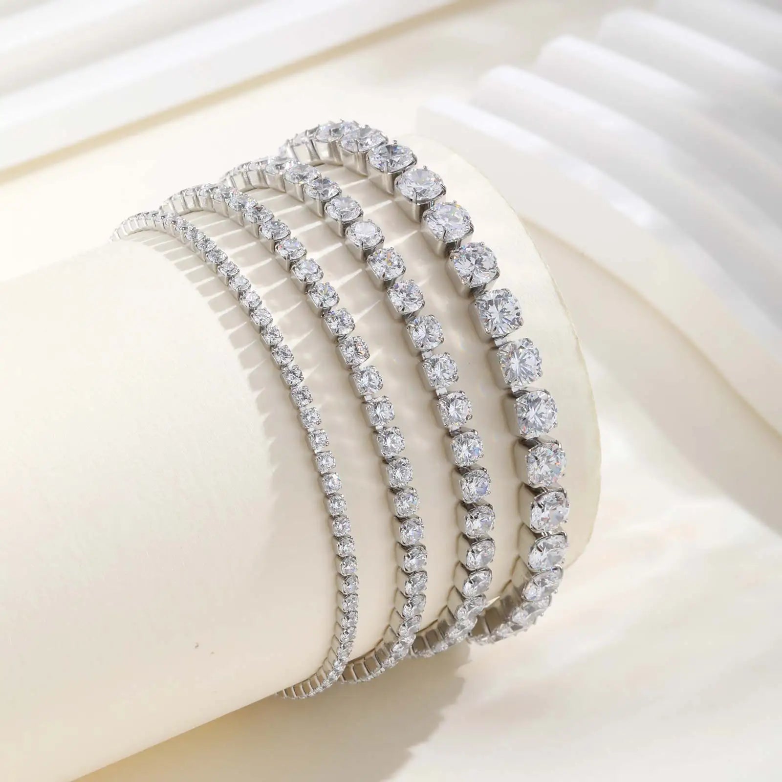 Waterproof Stainless Steel Zircon Tennis Bracelet for Women