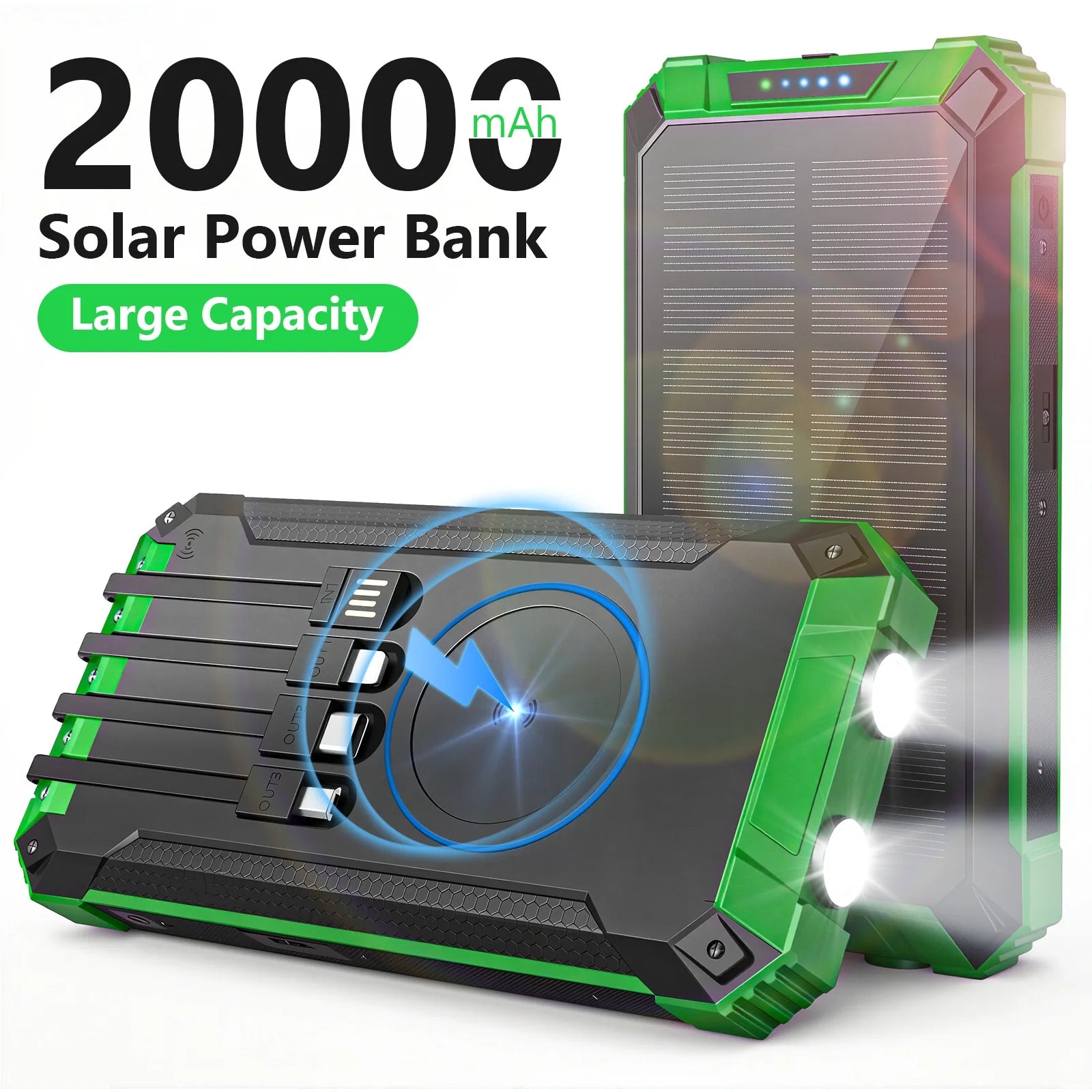 20000mAh Solar Power Bank with 18W Fast Charging