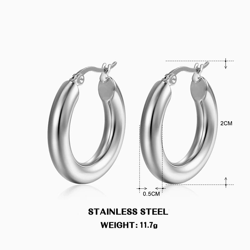 Vintage Stainless Steel Circle Hoops for Women earrings