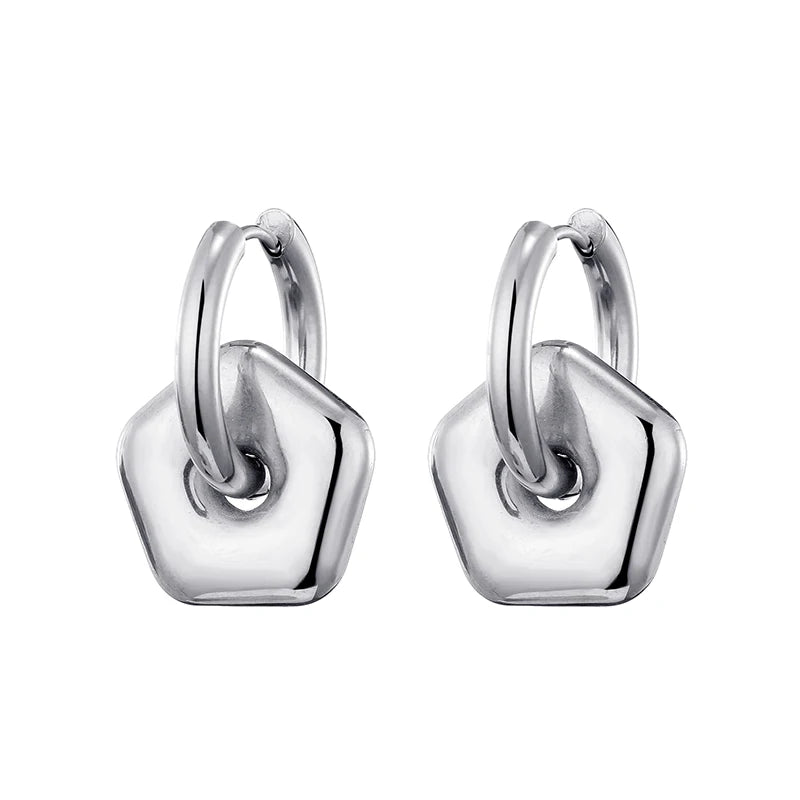 Stainless Steel Heart/Star Hoop Earrings, Gold/Silver, Classic/Punk/Y2K Style for Women