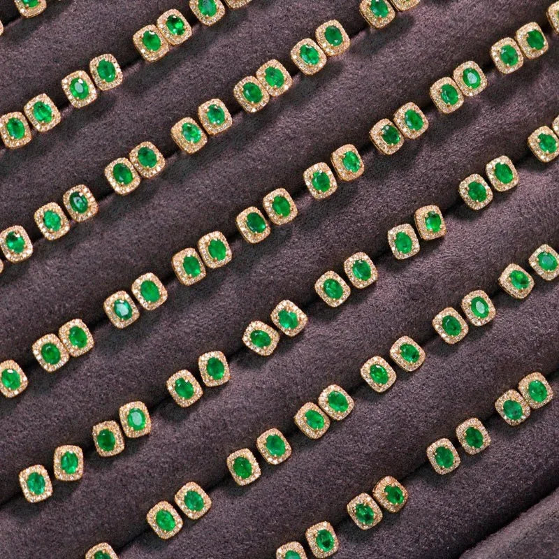 emerald green gemstone square earrings