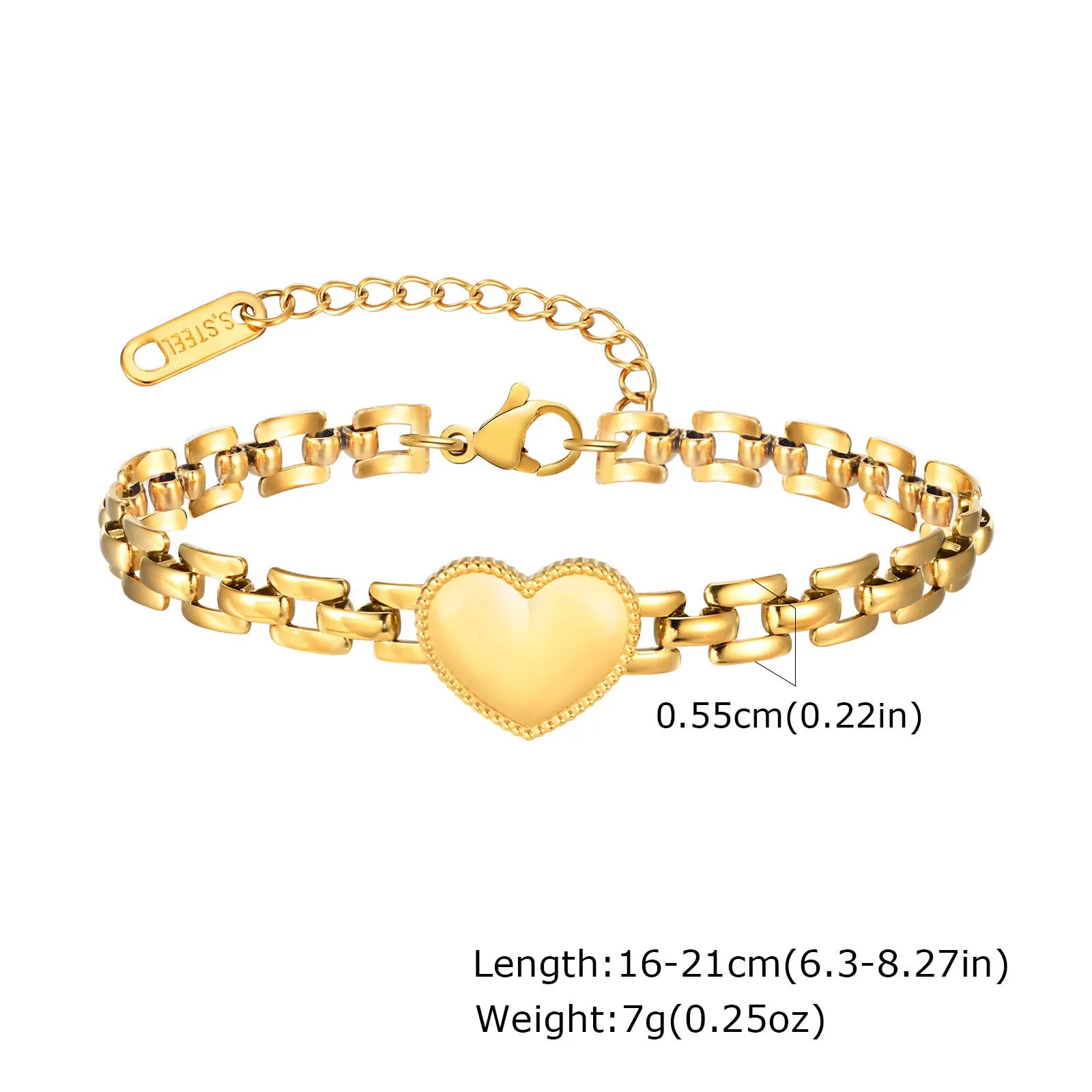 Waterproof Gold Plated Stainless Steel Thick Chain Bracelet for Women