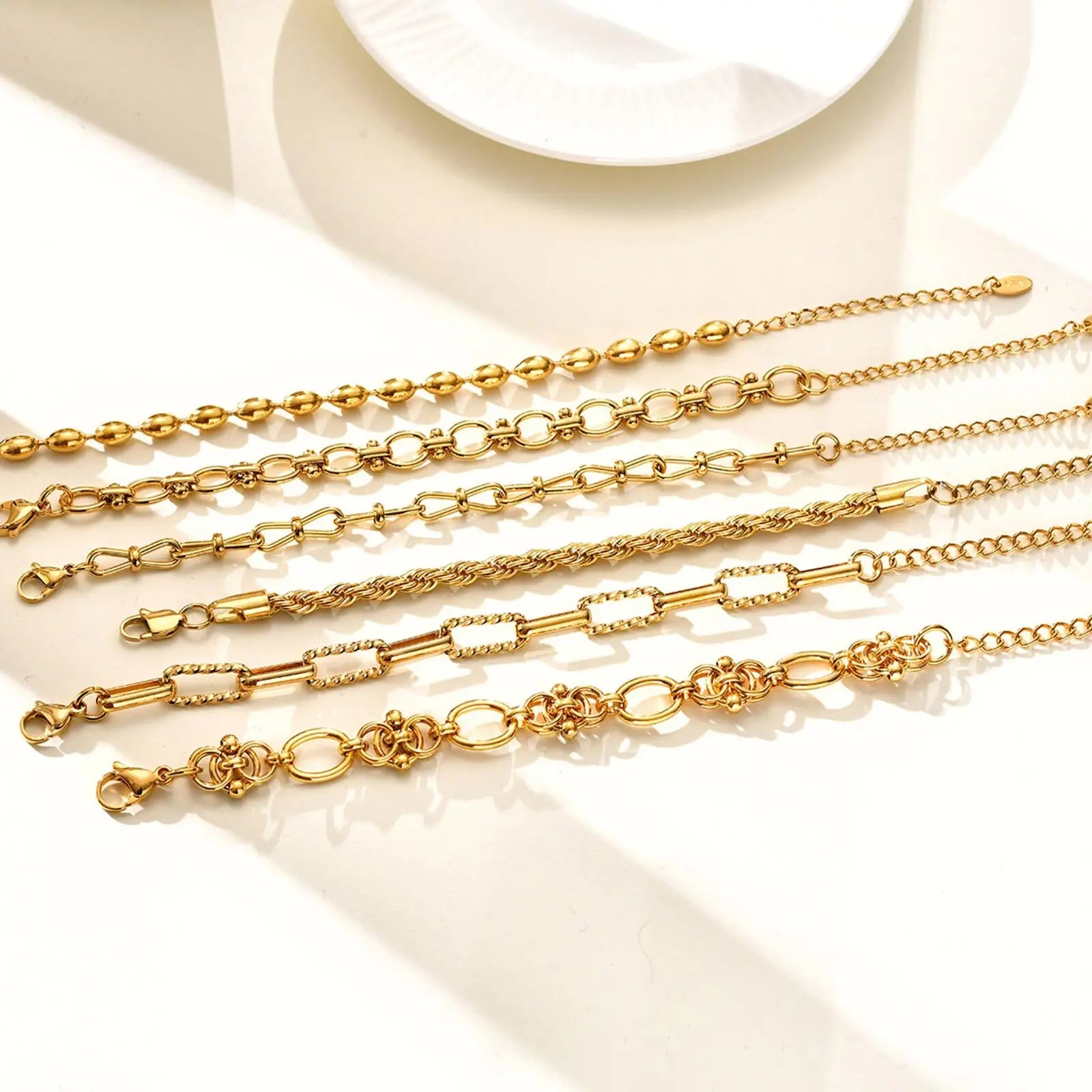 Waterproof Gold Plated Stainless Steel Thick Chain Bracelet for Women