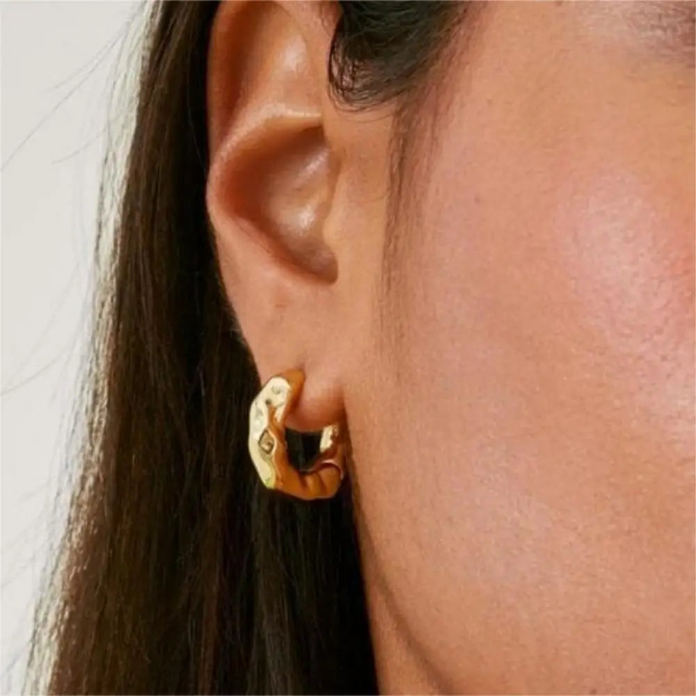 Minimalist/Classic Gold Plated Circle Hoop Earrings for Women