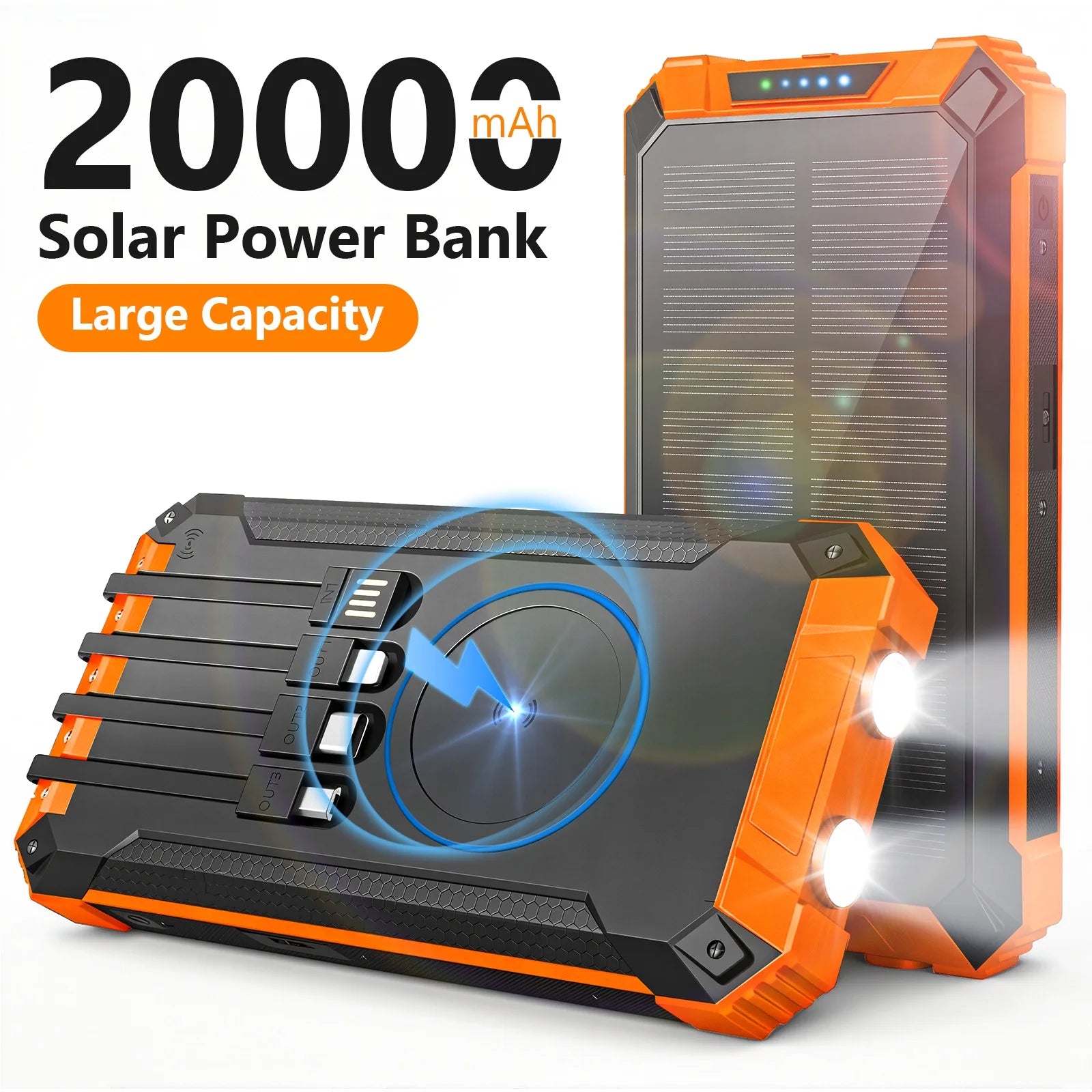 20000mAh Solar Power Bank with 18W Fast Charging