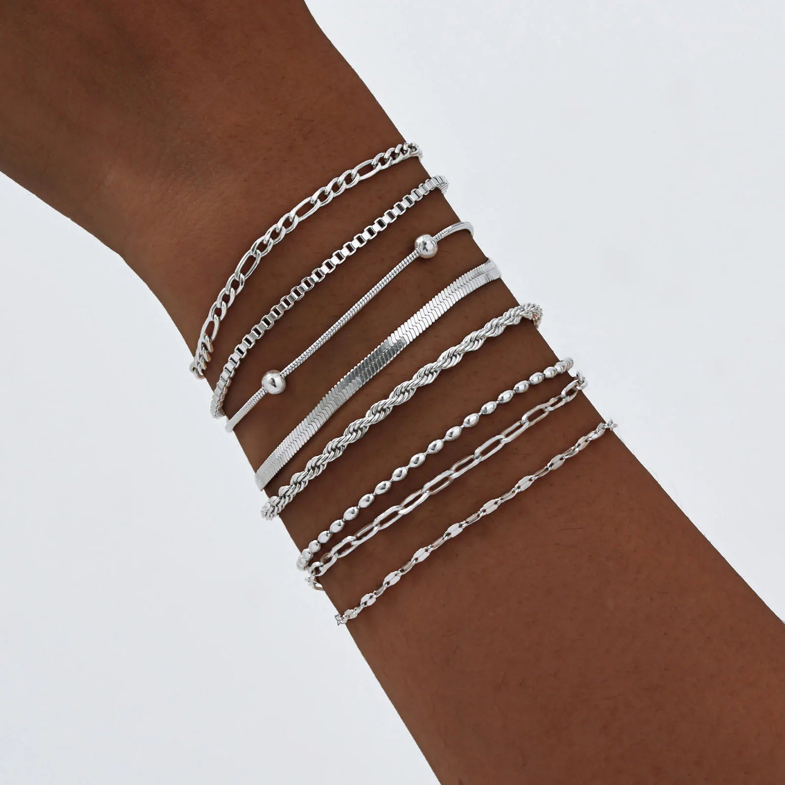 Silver stainless steel chain bracelet for women