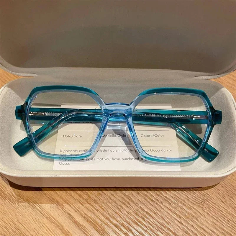 Trendy Polygonal Anti Blue Reading Glasses
